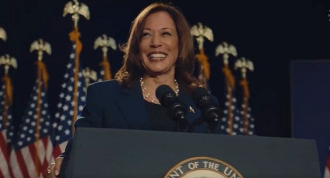 Screen grab from the video : The widely shared video is an example of how lifelike AI-generated images, videos or audio clips have been utilised both to poke fun and to mislead about politics as the United States draws closer to the presidential election.

